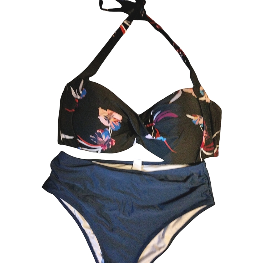 Dip Two Piece Floral Bathing Suit Set Size XL